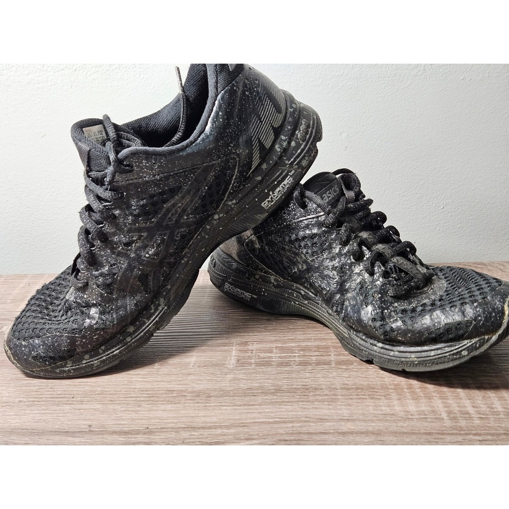 Asics Gel-Kayano 23 Mens 8.5 Running Shoes Black Silver Paint Splatter T676Q